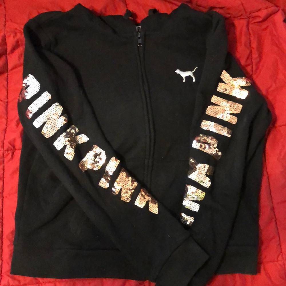 PINK hooded zip up sweatshirt